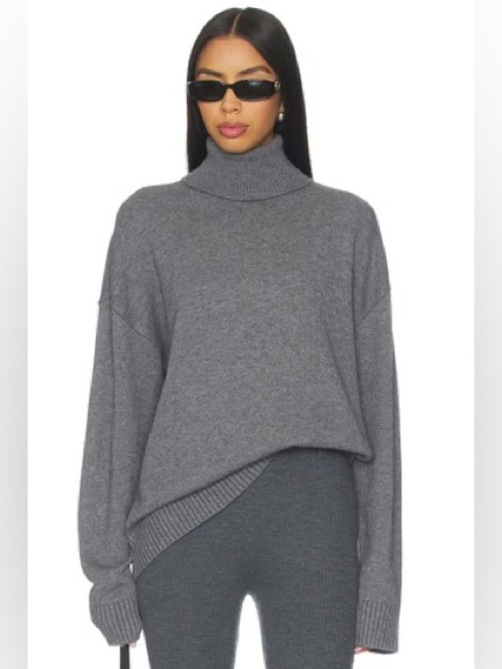 L’Academie Revolve Ronny Gray Cotton Wool Knit Turtleneck Sweater Size Small NWT
